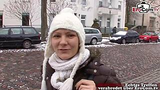 German Teen Convinced on Street for Outdoor Sex Casting Interview