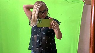 Caught professor masturbating in bathroom, licked her wet pussy!