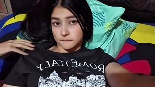 Latina with big tits caught on video call with sister’s boyfriend using dildo