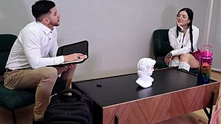 college student trades her tight body for a passing grade with professor