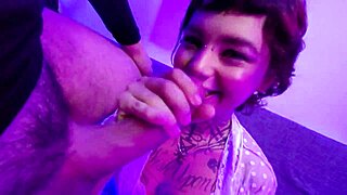 cute alt teen 18+ bangs lucky guy and gets creamy cum in mouth