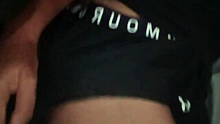 Hot Guy Jerks Big Black Cock in Tight Gym Clothes with Loud Moaning