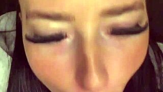 innocent yet slutty british girlfriend blows and uses toys from pov.