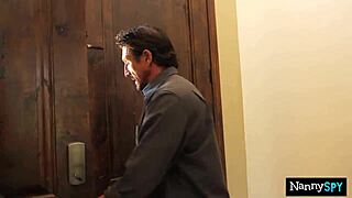 husband and wife force nanny to ride fat cock hard doggystyle to keep her job. can she handle it?
