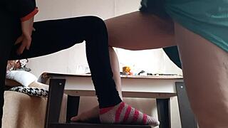 middle-aged woman and student touch themselves on chairs. raw homemade orgasm unfolds!