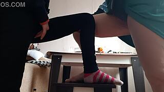 middle-aged woman and student touch themselves on chairs. raw homemade orgasm unfolds!