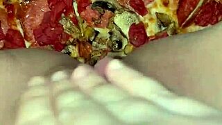 Pizza Female Masturbation Cum On Food
