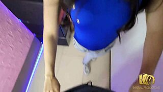 Beautiful Classmate Begs on Knees in Lockers