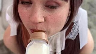 Delicious reward for cute cosplay girl in diaper! 😍