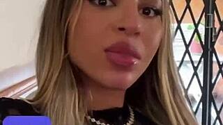 In this casting interview, petite blonde latina shakes natural tits during sloppy blowjob, rimming, and cum in mouth