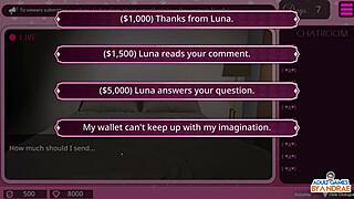 Luna feels intense pleasure masturbating with her dildo in the washroom, next to the female anchor.