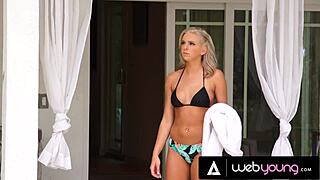 Petite nudist roommates Tiffany Watson & Gina Valentina get naughty during meditation