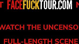 Submissive 18yo Redhead Latina Gets Hardcore Throat Action on Her Knees.