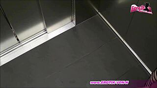 Skinny German Teen Slut Fucked in Public Elevator POV