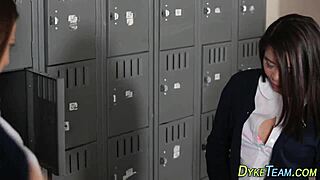 Teen lesbians engage in rimjob and tribbing with babe