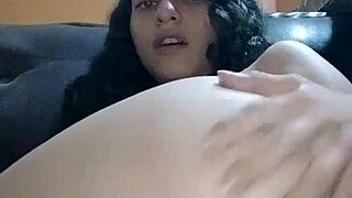 Caught masturbating solo with petite body.