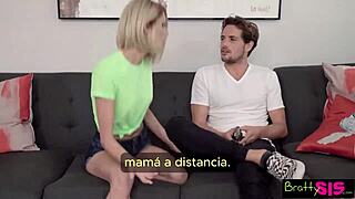 stepsister blonde with tattoo craves hardcore sex, spanish sub