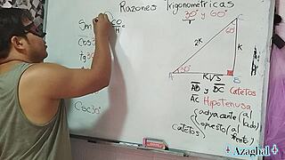 Nerdy Asian student exclaims, '15 sexual math at 30 degrees trigonometry!'