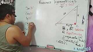 Nerdy Asian student exclaims, '15 sexual math at 30 degrees trigonometry!'