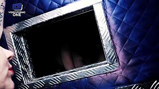 young brunette student has fun with mature milf couple in swinger club