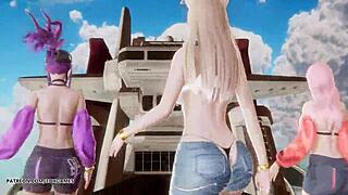 Wow, Curious Ahri Akali Seraphine Perform Hot Kpop Dance In Uncensored Hentai!