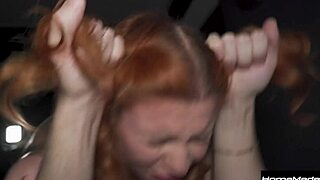 She is a squirter - freaky redhead couldn't stop cumming during rough session
