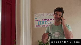 Horny trans brunette Liv Doll gets pounded by big dick stud in doggystyle and missionary