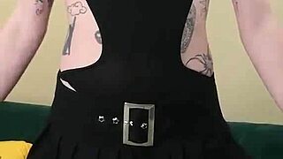 Kit Summers in Little Black Bodysuit and Gothic Miniskirt for Casting