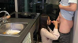 Asian Teen Fucked While Cooking!