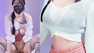 curvy college cutie enjoys a steamy night with multiple squirt delights