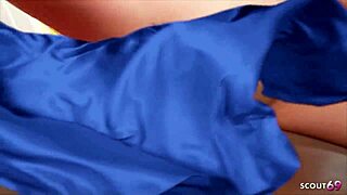 Petite pigtails girl Riley talks first interracial BBC fuck with creampie