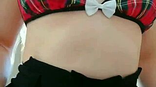 cute and hot student strips off her clothes while touching her boobs in a teasing display