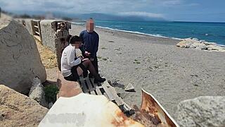 Dick Flash Risky Blowjob On Beach Stocking Teacher Student Almost Caught Misscreamy