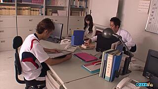 horny students say, 'we're hot for you teacher, let's treat your hairy pussy with toys.'