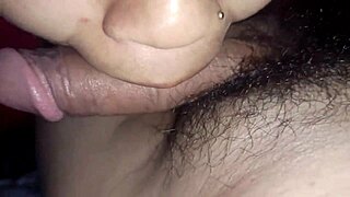 Stepmom begs stepson to lick her big cock