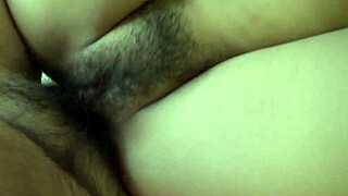 fucking my friend's ex japanese girlfriend in missionary with cum in hairy pussy