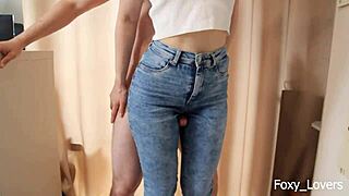 you can rub and cum on my jeans but not penetrate dry humping - petite 18+ stepsister