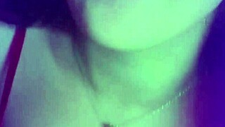 Dirty student touches boobs with ahegao teasing and begs daddy for cum in mouth