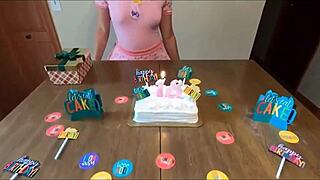Sweet teen 18+ celebrates her 18th birthday with her stepfather