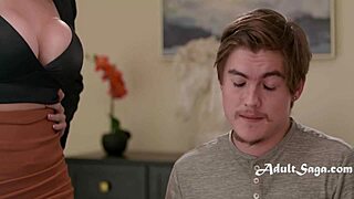 Busty tutor says my balls are too full to study