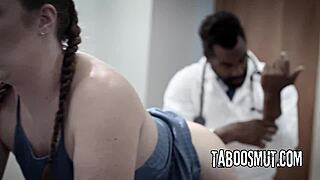 White teen boldly seduced into intense BBC anal at doctor's office