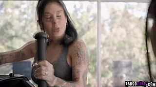 Aiden Ashley and Maya Woulfe tease each other passionately in the kitchen