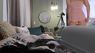 Petite blonde flashes pussy and ass online