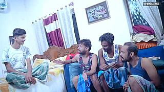 Desi indian big boobs horny milf step mom gets gangbanged by step sons with full facial cumshot.