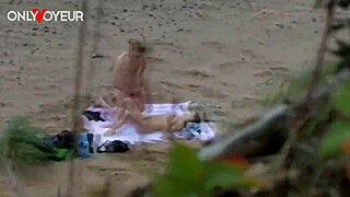 hey beach couple flashes masturbates passionately outdoors cum on tits voyeur