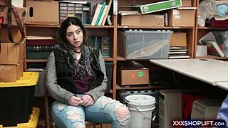 little shoplifter teen gets caught bent over and punish fucked doggystyle