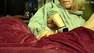 Watching TV Leads to Blonde's Big Cock Handjob and Ruined Orgasm