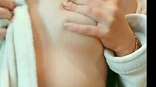 Cute pigtail STUDENT gets HORNY post-shower, gropes big natural TITS and rubs PUSSY making AHegAO faces