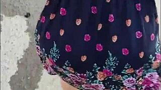 chubby puta whore begs old man to fuck her fat pussy in street lingerie!