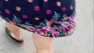 chubby puta whore begs old man to fuck her fat pussy in street lingerie!